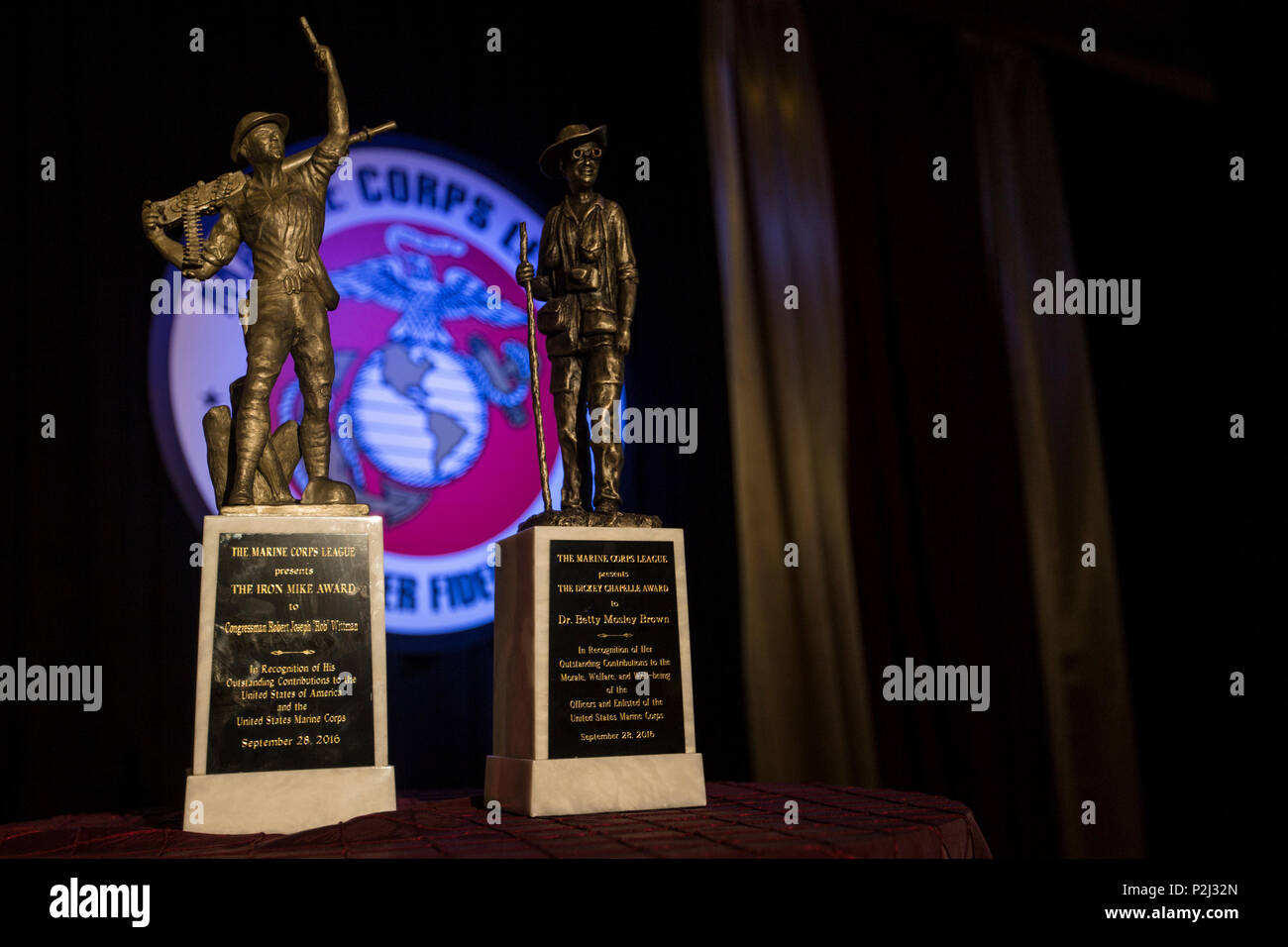 The Iron Mike Award and the Dickey Chapelle Award are displayed during ...