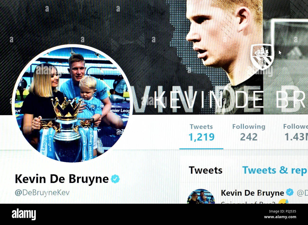 Kevin de Bruyne official Twitter page (2018) Stock Photo