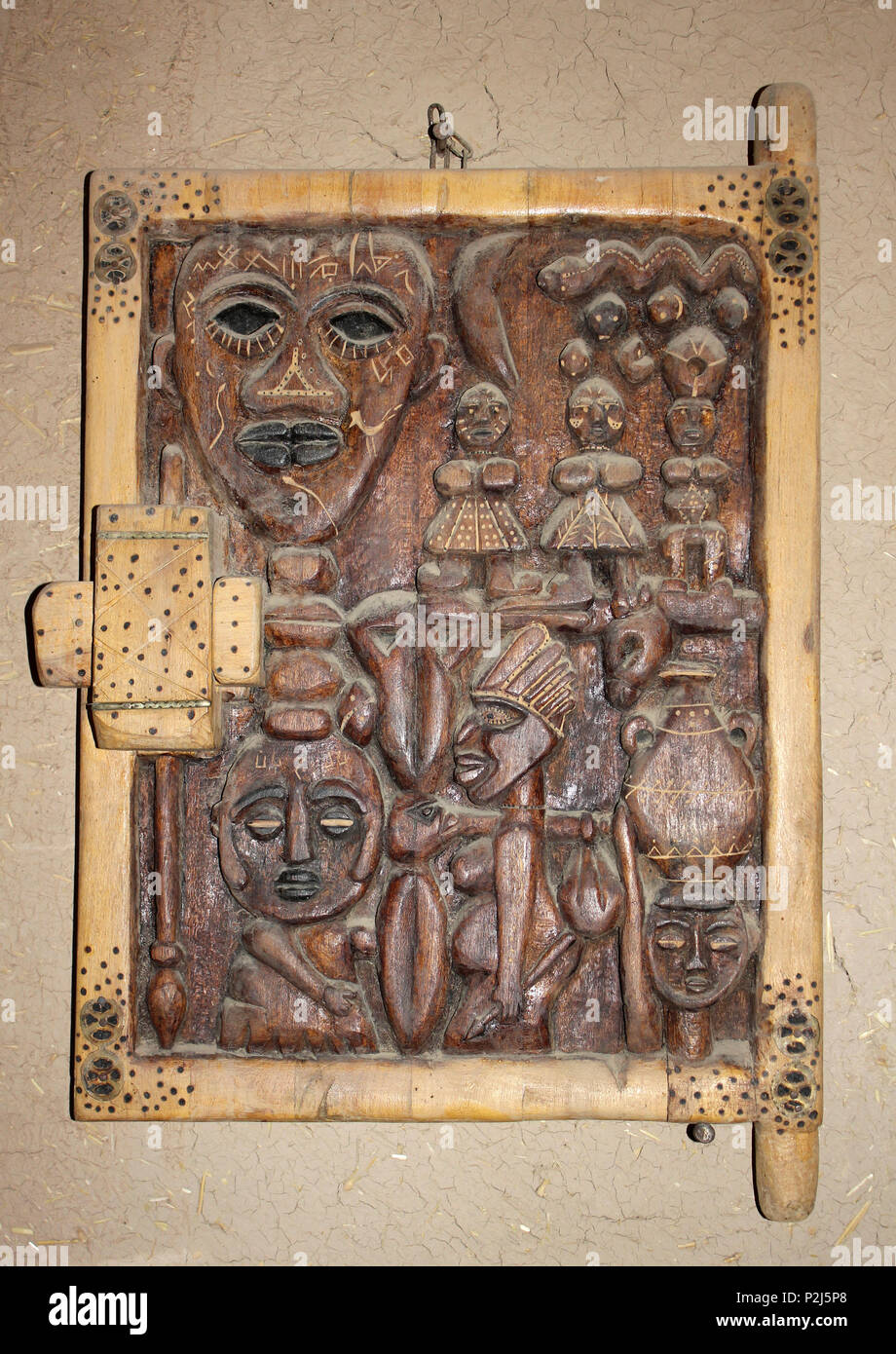 Decorative Carved Berber Wooden Door, Morocco Stock Photo