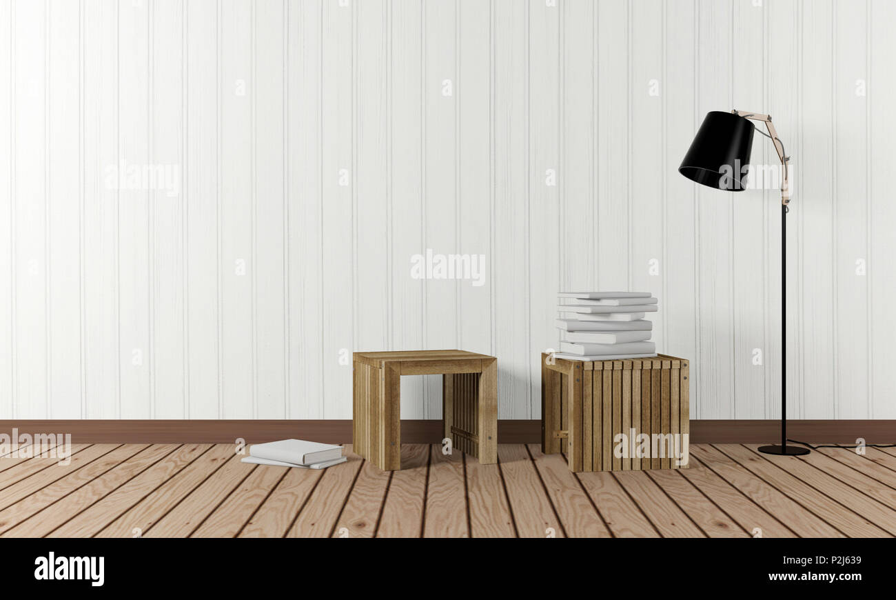 Room interior in minimalist style, 3D rendering Stock Photo