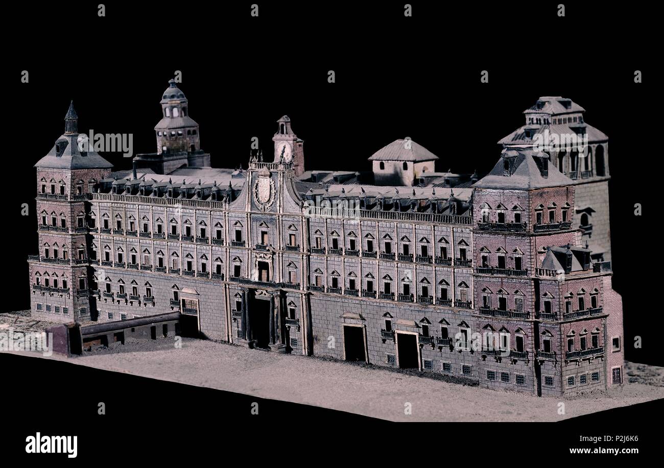MAQUETA-ALCAZAR AUSTRIAS-EDIFICADO EN 1619/27-EN 1734 INCENDIADO. Author: Juan Gomez de Mora (1586-1646). Location: MUSEO DE HISTORIA-MAQUETAS, SPAIN. Stock Photo