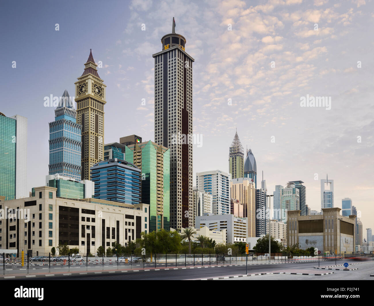 Skyscrapers on 308th Road, Sheikh Zayed Road, Dubai, Unites Arab Emirates, UAE Stock Photo