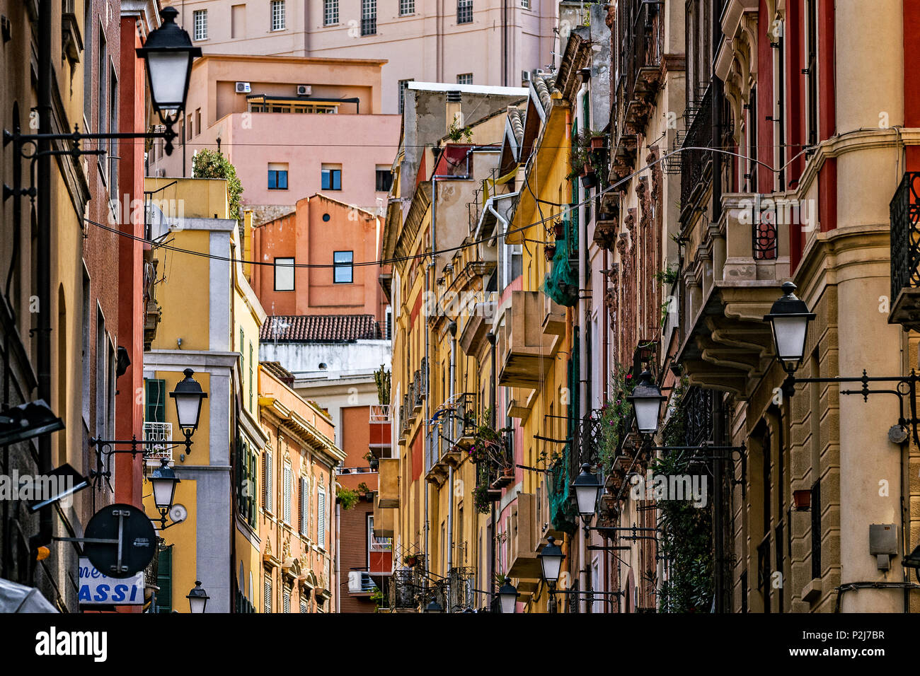 Italy Sardinia Cagliari Marina district via Barcellona Stock Photo Alamy