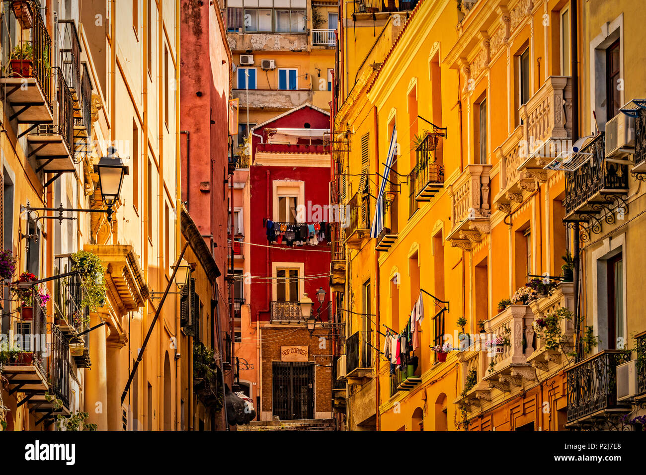 Italy Sardinia Cagliari Marina district via del Collegio Stock Photo