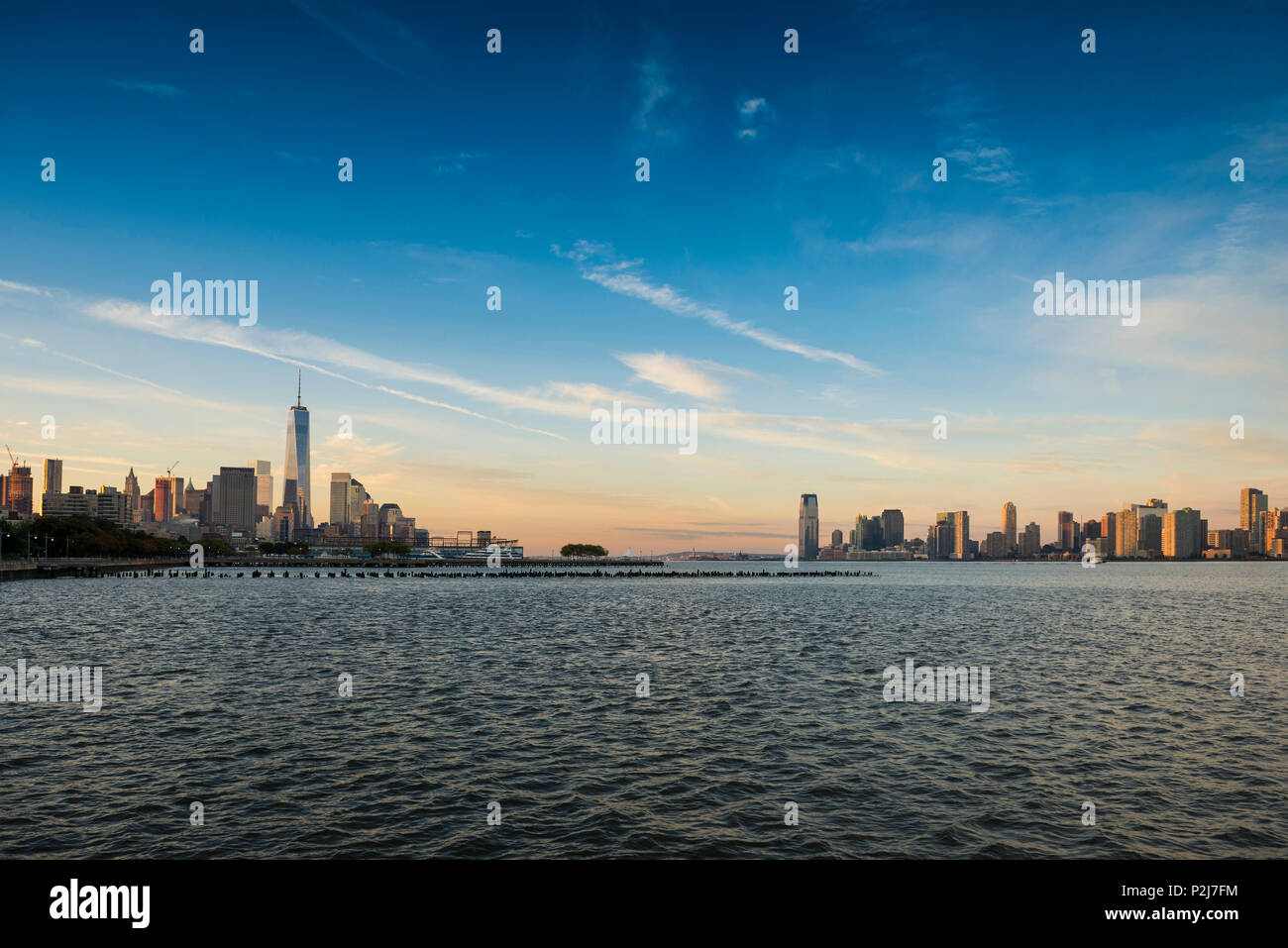 skyline Downtown Manhattan and Jersey City, Manhattan, New York, USA Stock Photo