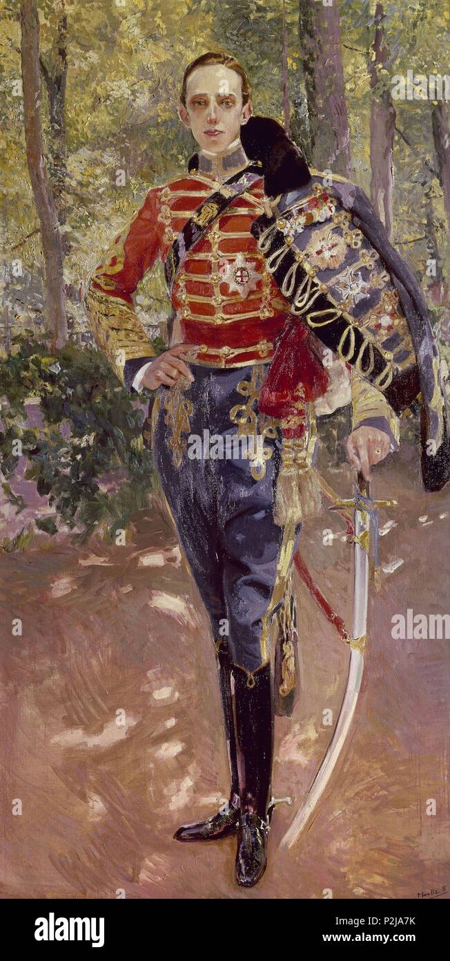 KING ALFONS XIII OF SPAIN PORTRAIT ON RED PAINTING SPANISH ART REAL CANVAS PRINT 