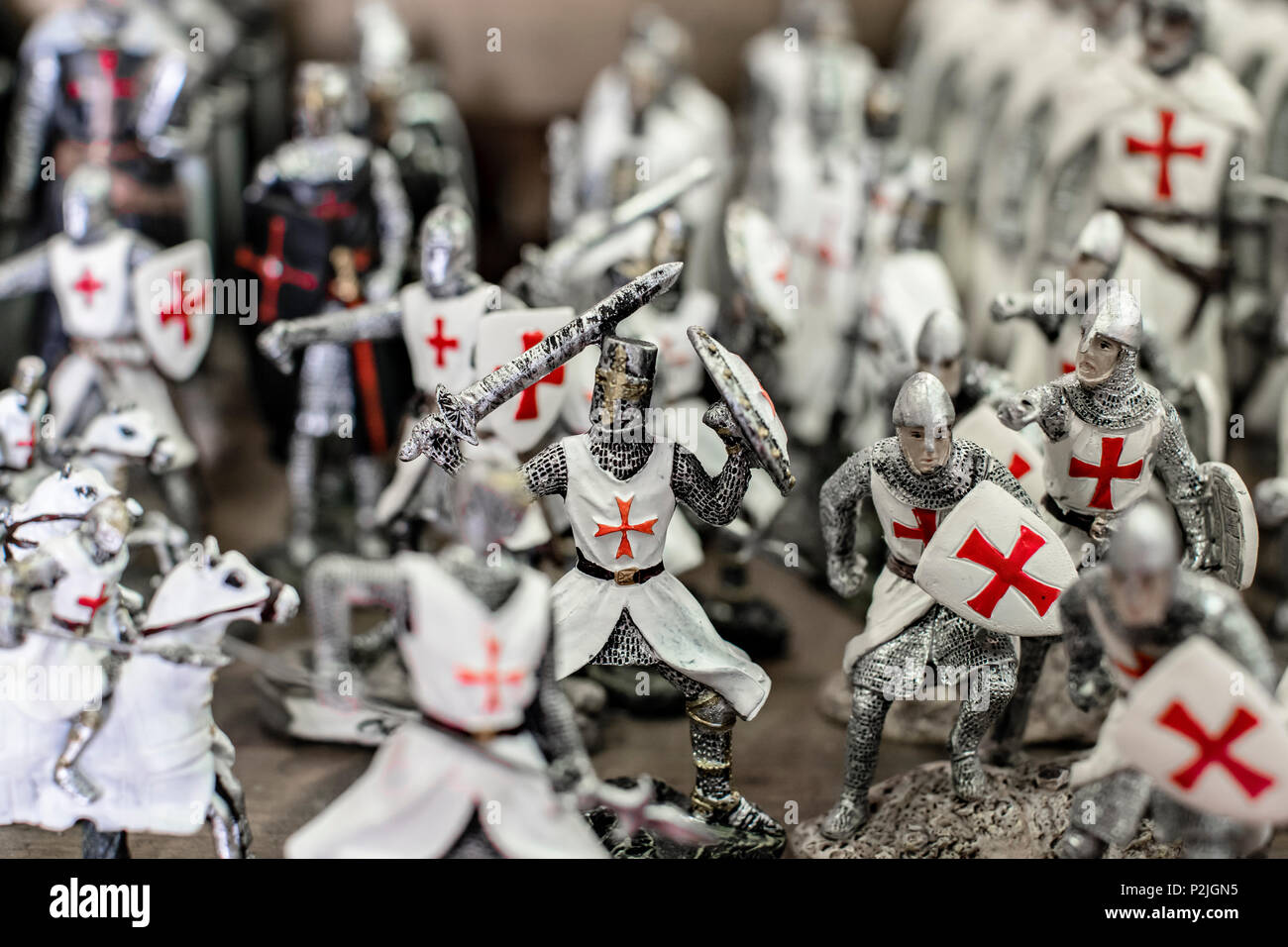 Obidos Portugal May 18 2018 A Collection Of Toy Knights For Sale In A Souvenir Shop In The Medieval Town Of Obidos Portugal Stock Photo Alamy