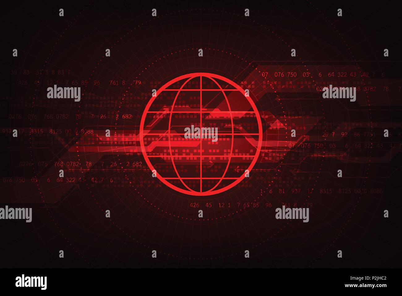 Digital information technology on the red background. Stock Vector