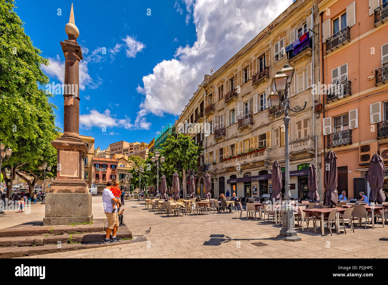 Sardinia Cagliari Stampace district Piazza Yenne Stock Photo Alamy