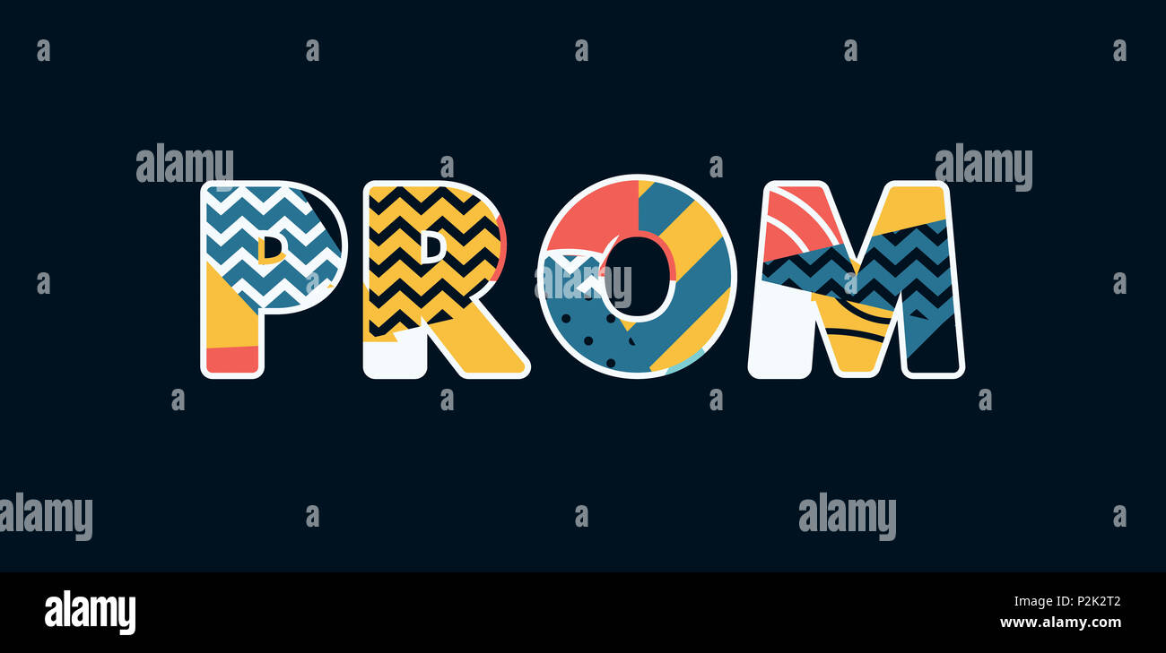 The word PROM concept written in colorful abstract typography. Stock Photo
