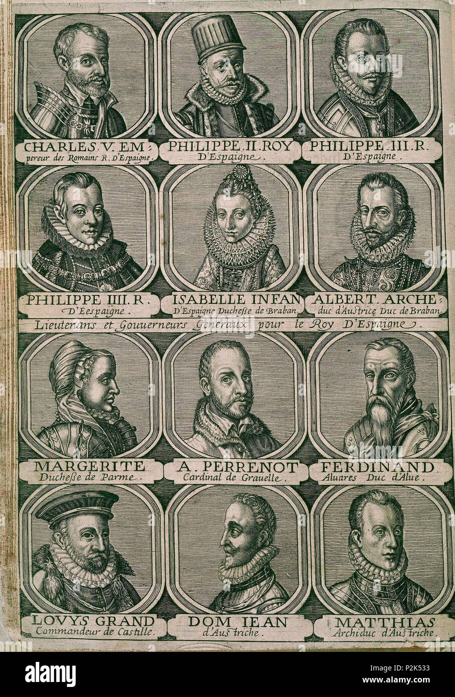 2/33271 GOBERNADORES DE LOS PAISES BAJOS - S XVI/XVII. Location: BIBLIOTECA NACIONAL-COLECCION, MADRID, SPAIN. Stock Photo