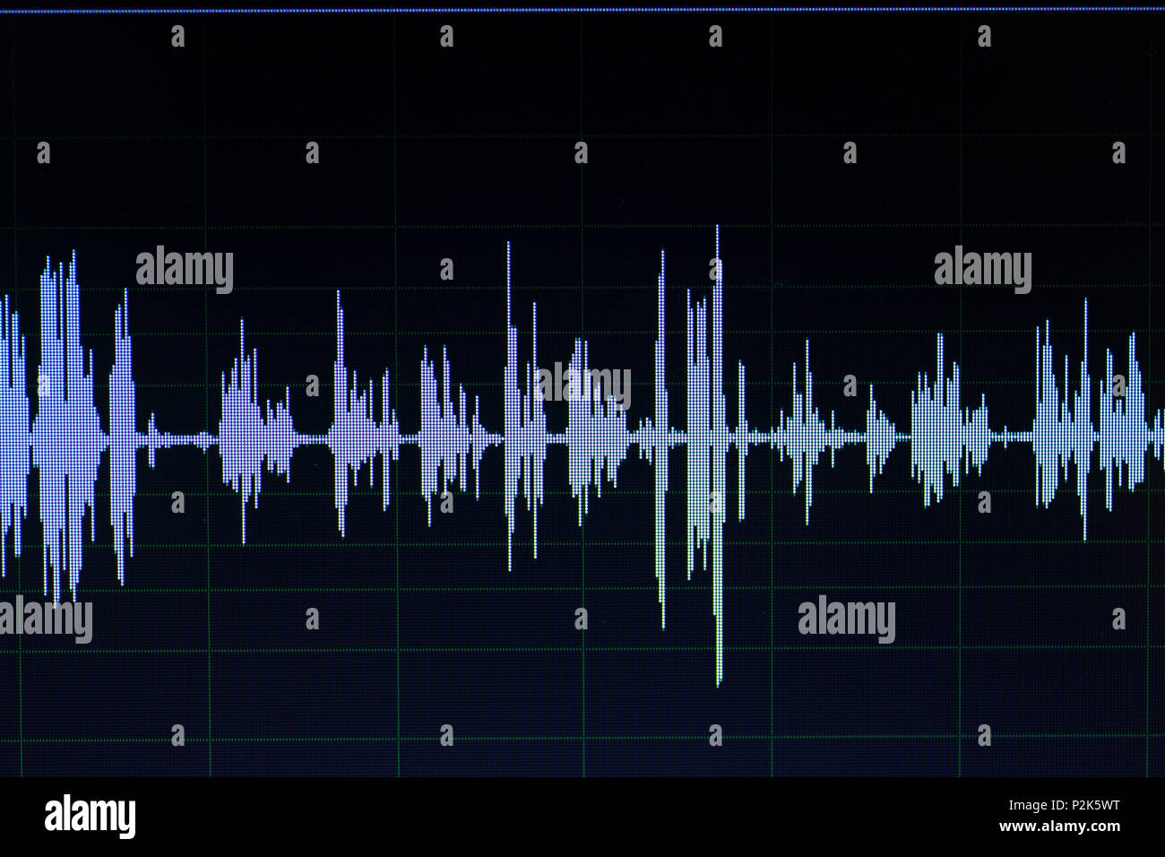 Audio sound wave studio editing computer program screen showings sounds