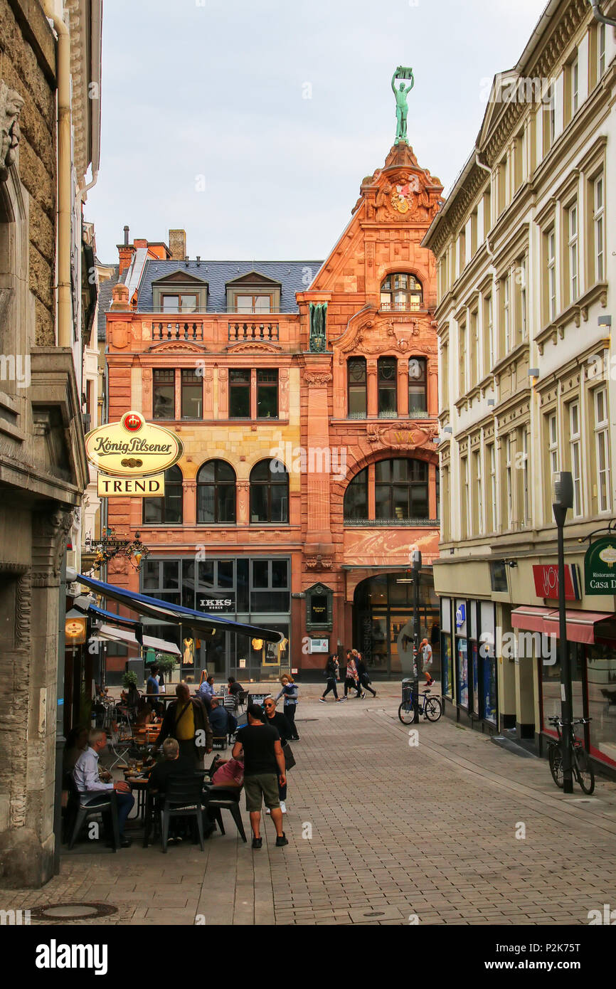 Street in historic town center of Wiesbaden, Hesse, Germany. Wiesbaden ...