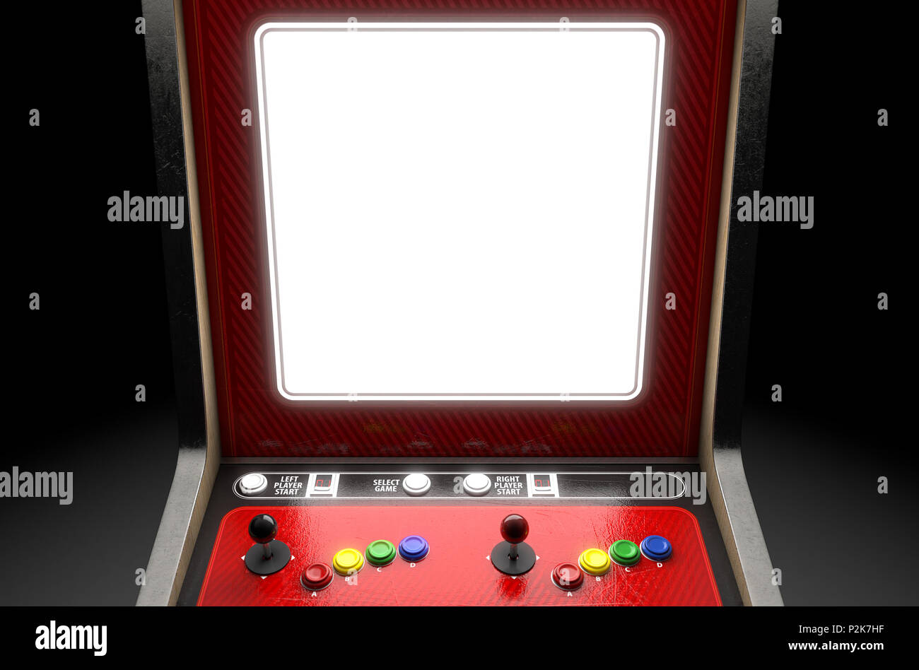 A Closeup Of A Blank Screen Of A Vintage Arcade Game Machine With
