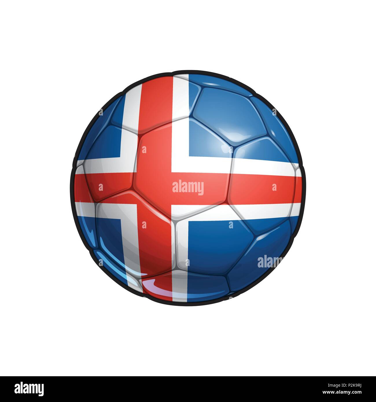 Vector Illustration of a Football – Soccer ball with the Icelandic Flag Colors. All elements neatly on well defined Layers Stock Vector