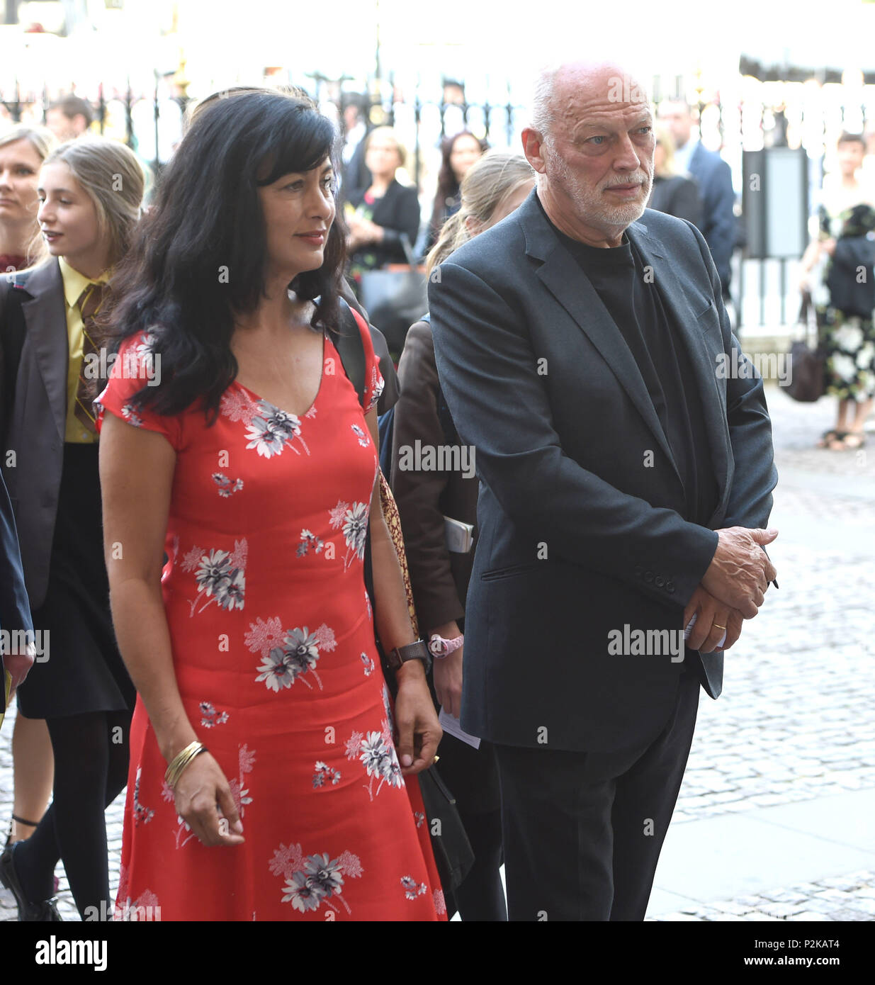Photo Must Be Credited ©Alpha Press 079965 15/06/2018 Dave Gilmour with his wife Polly Samson  Service of Thanksgiving for Professor Stephen Hawking At Westminster Abbey London Stock Photo