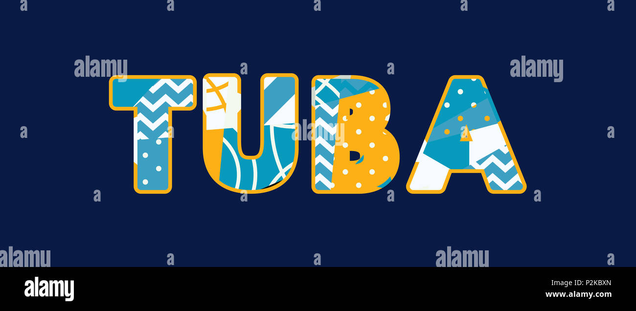 The word TUBA concept written in colorful abstract typography Stock