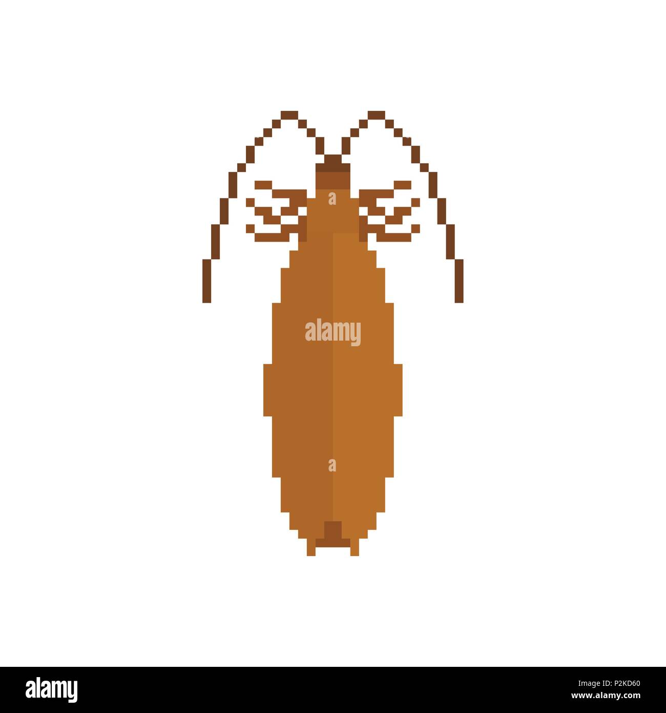 Cockroach Pixel art. Insect 8 bit. Beetle digital. Bug Vector illustration Stock Vector