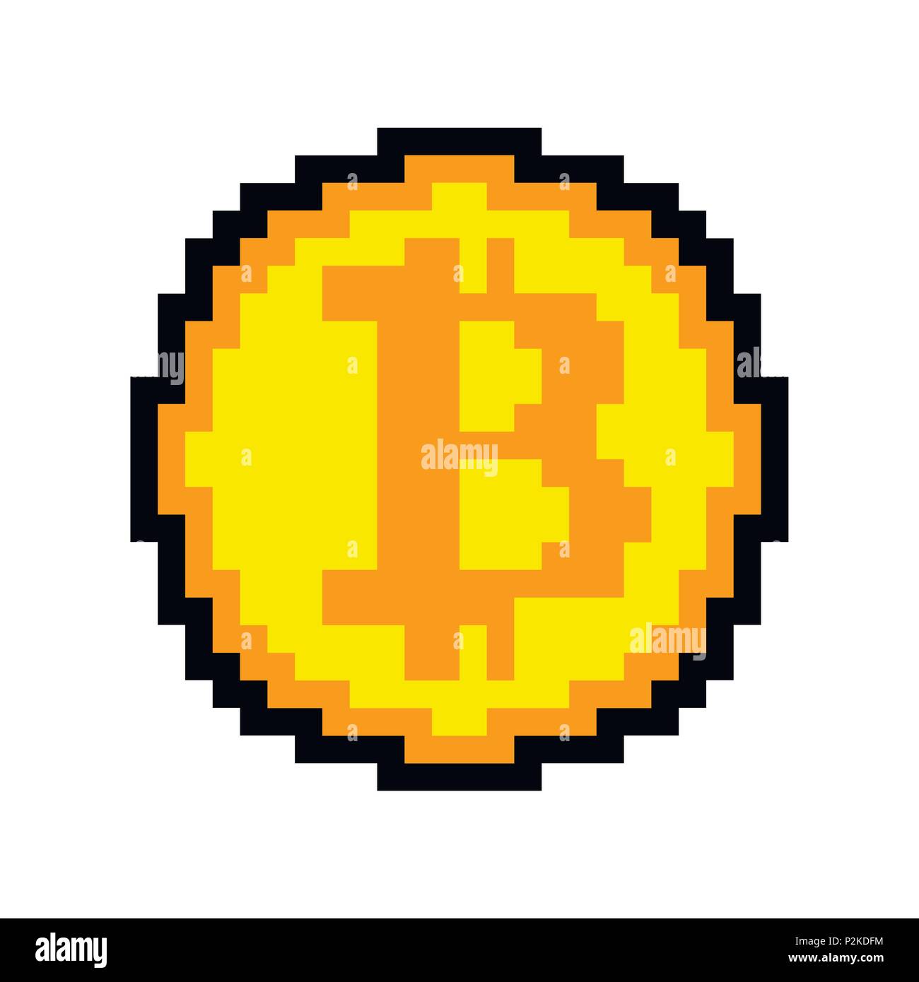 Bitcoin sign seamless pattern in pixel art style. 8-bit Bitcoin