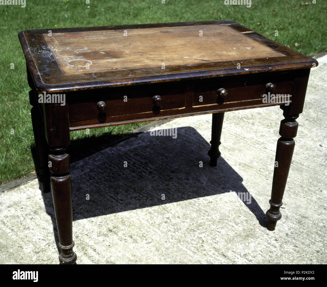 Close-up of an old wooden table before renovation Stock Photo