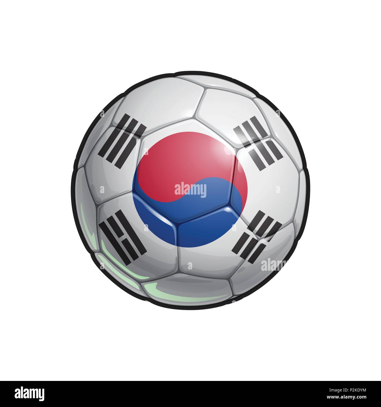 Vector Illustration of a Football – Soccer ball with the South Korean Flag Colors. All elements neatly on well defined Layers Stock Vector