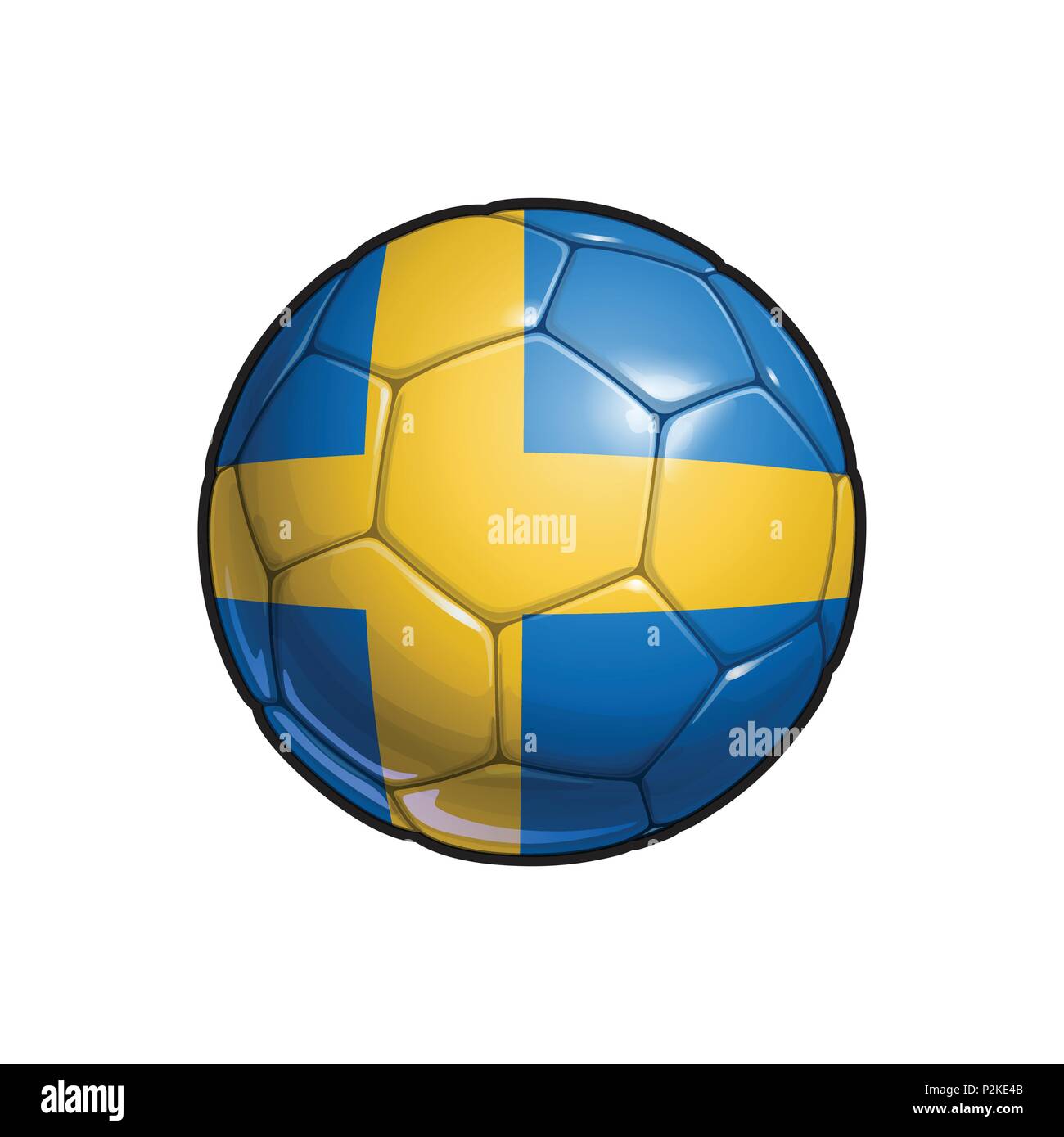 Vector Illustration of a Football – Soccer ball with the Swedish Flag Colors. All elements neatly on well defined Layers Stock Vector