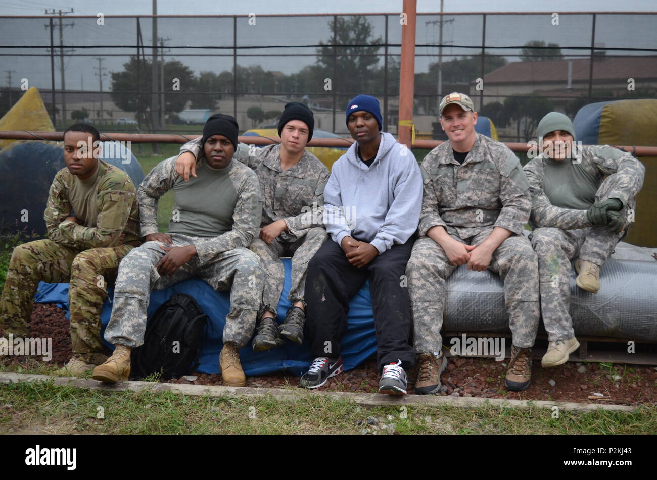 The paintball team takes a quick break after winning their first match at the 3rd annual Osan