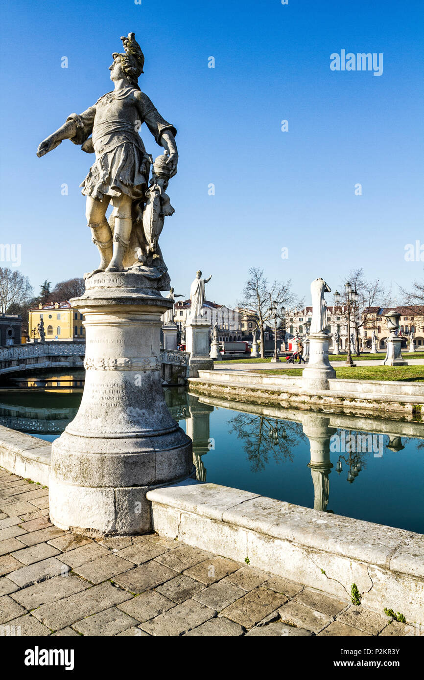 Statues in Prato della Valle, the largest square in Italy. Padua, Province of Padua, Italy. Stock Photo
