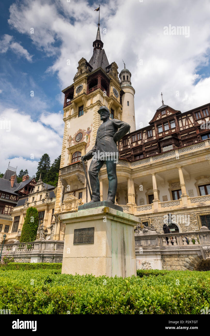 The Statue Of Carol I of Romania, Peles Castle, Sinaia, Romania Stock ...