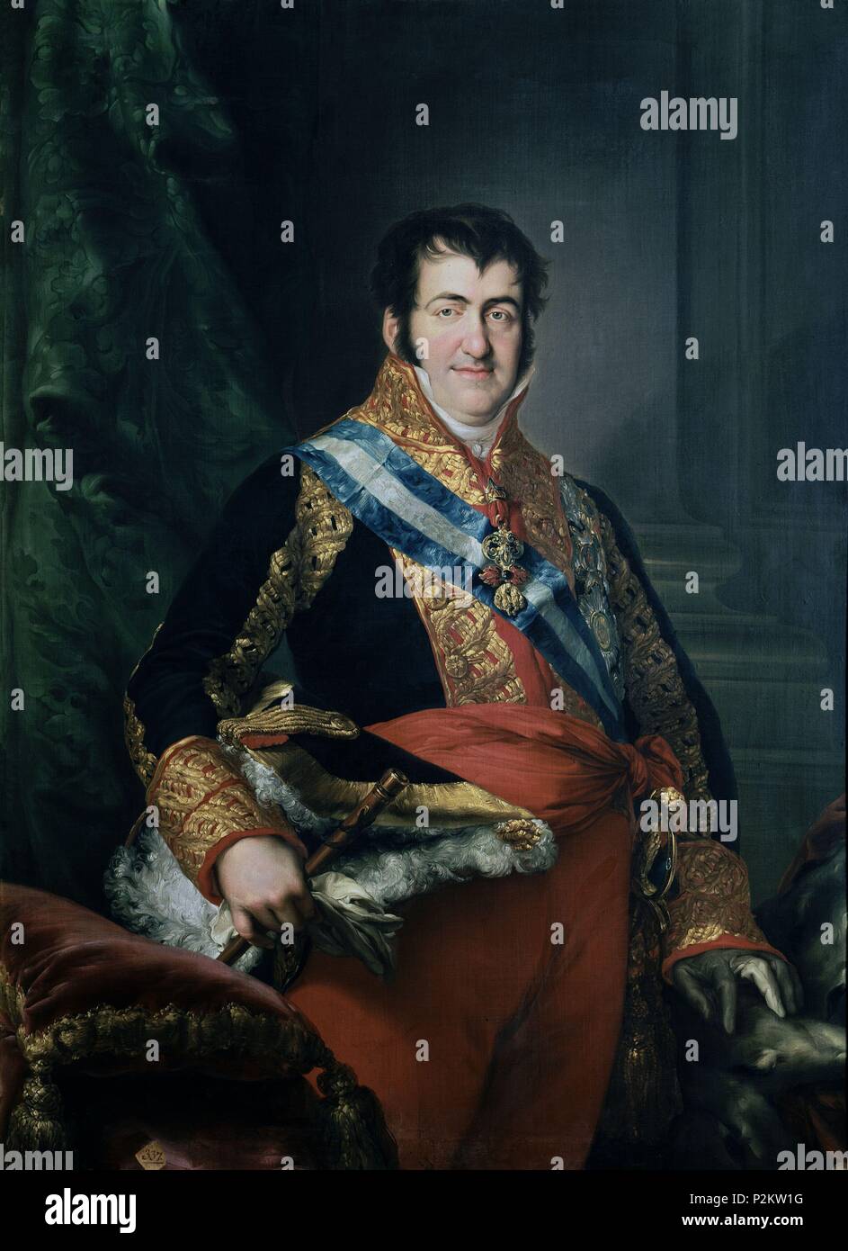 Ferdinand VII (1784-1833) - 19th century - 142x106 cm - oil on canvas. Author: Luis López Piquer (1802-1865). Location: ACADEMIA DE SAN FERNANDO-PINTURA, MADRID, SPAIN. Also known as: FERNANDO VII; FERNANDO VII 1784/1833, REY DE ESPAÑA. Stock Photo