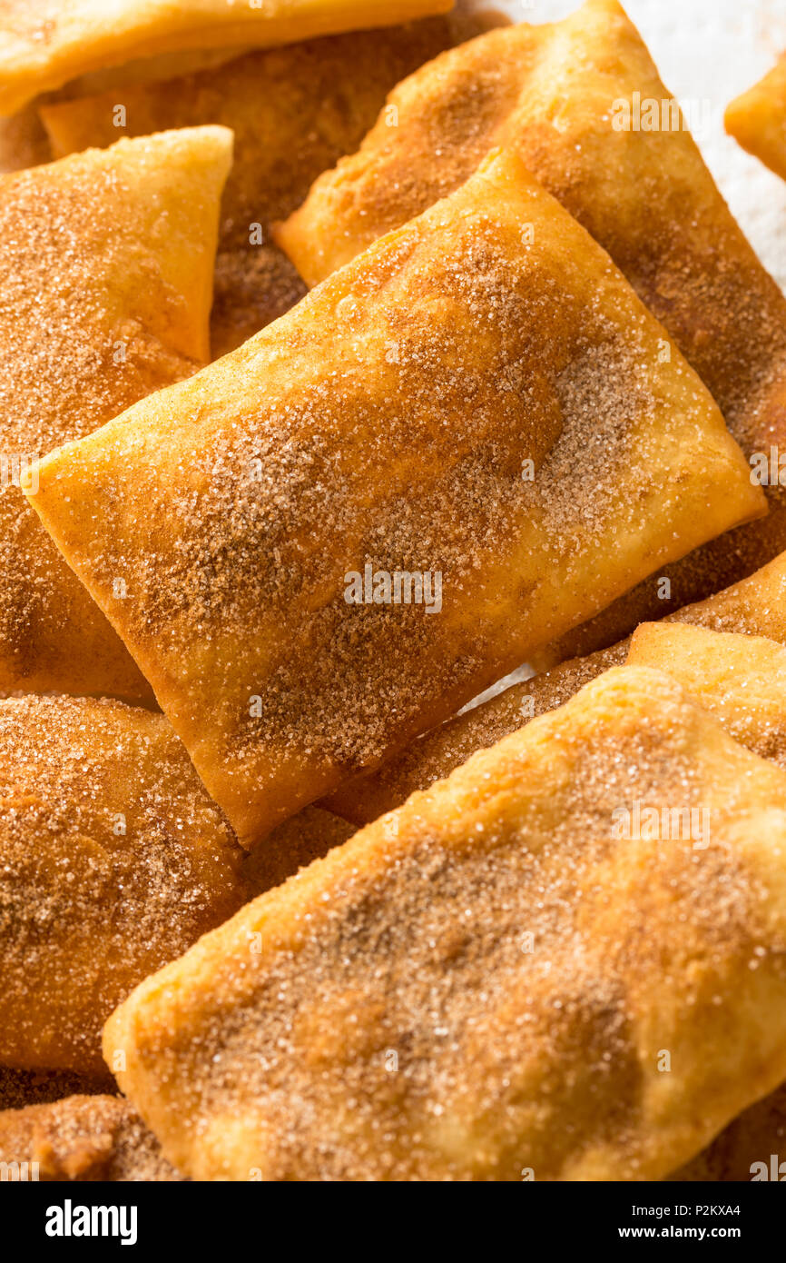 Homemade Deep Fried Mexican Sopapillas with Cinnamon Sugar Stock Photo