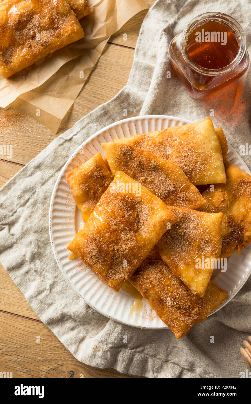 Homemade Deep Fried Mexican Sopapillas with Cinnamon Sugar Stock Photo