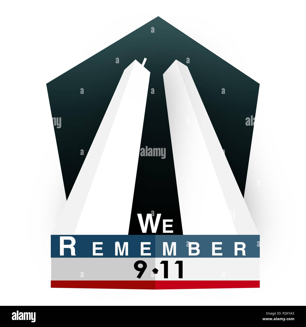 Vector based graphic design created Sep. 06, 2016 in the Regional Media Center (RMC) at the Armed Forces Network Europe on Sembach Kaserne, Germany, in remembrance of 9/11/01. RMC provides news and entertainment coverage across Europe. (U.S.Army Vector Illustration by Staff Sgt. Miguel Resendiz/Released)(Compound Path,Gradients,Mask were used.) Stock Photo