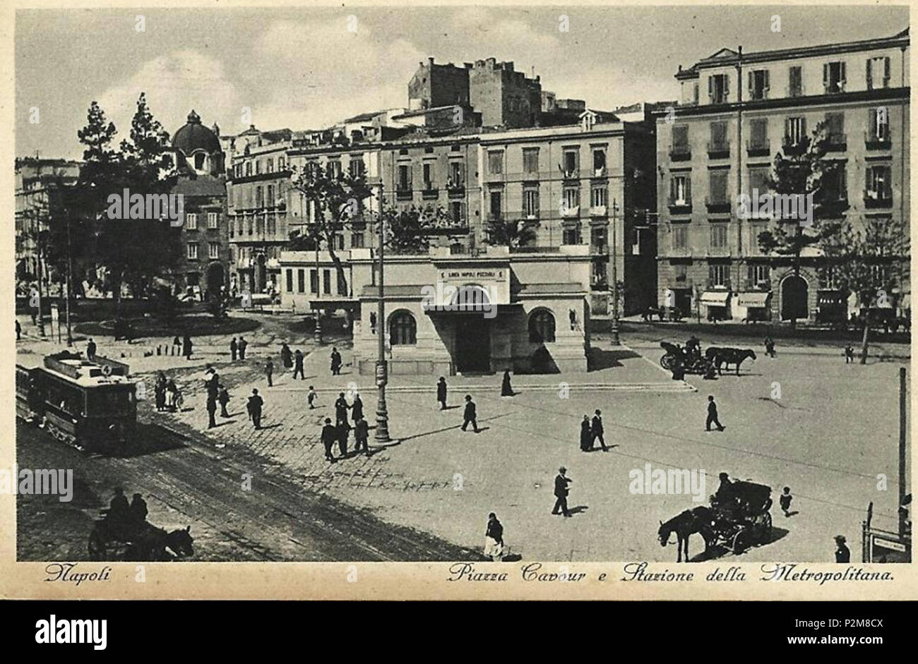 Italiano: 'Napoli - Piazza Cavour e Stazione della Metropolitana'  (cartolina d'epoca). 19th century. Unknown 61 Napoli, Piazza Cavour e  Metropolitana Stock Photo - Alamy