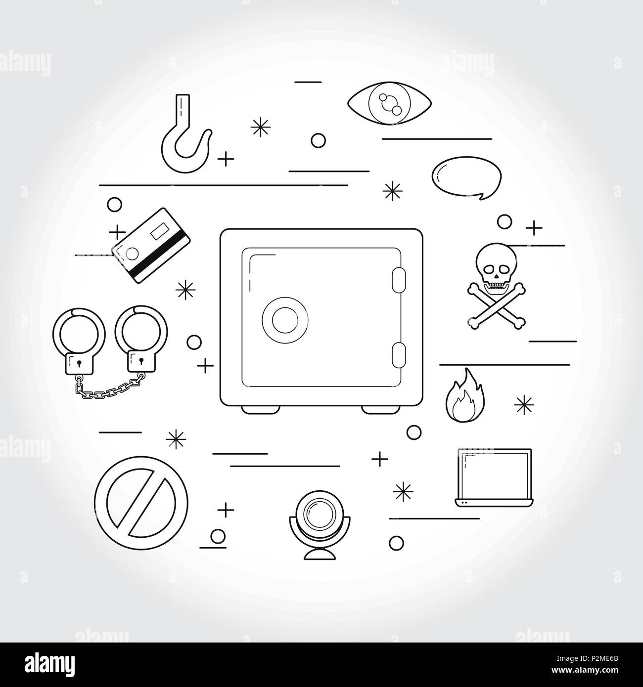 Cyber security symbols Stock Vector
