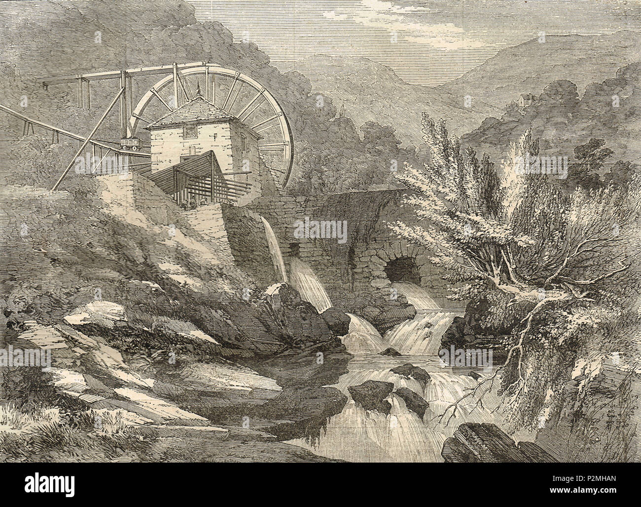 Vigra Gold Mine, Wales, the Crushing Mill, 1862 Stock Photo