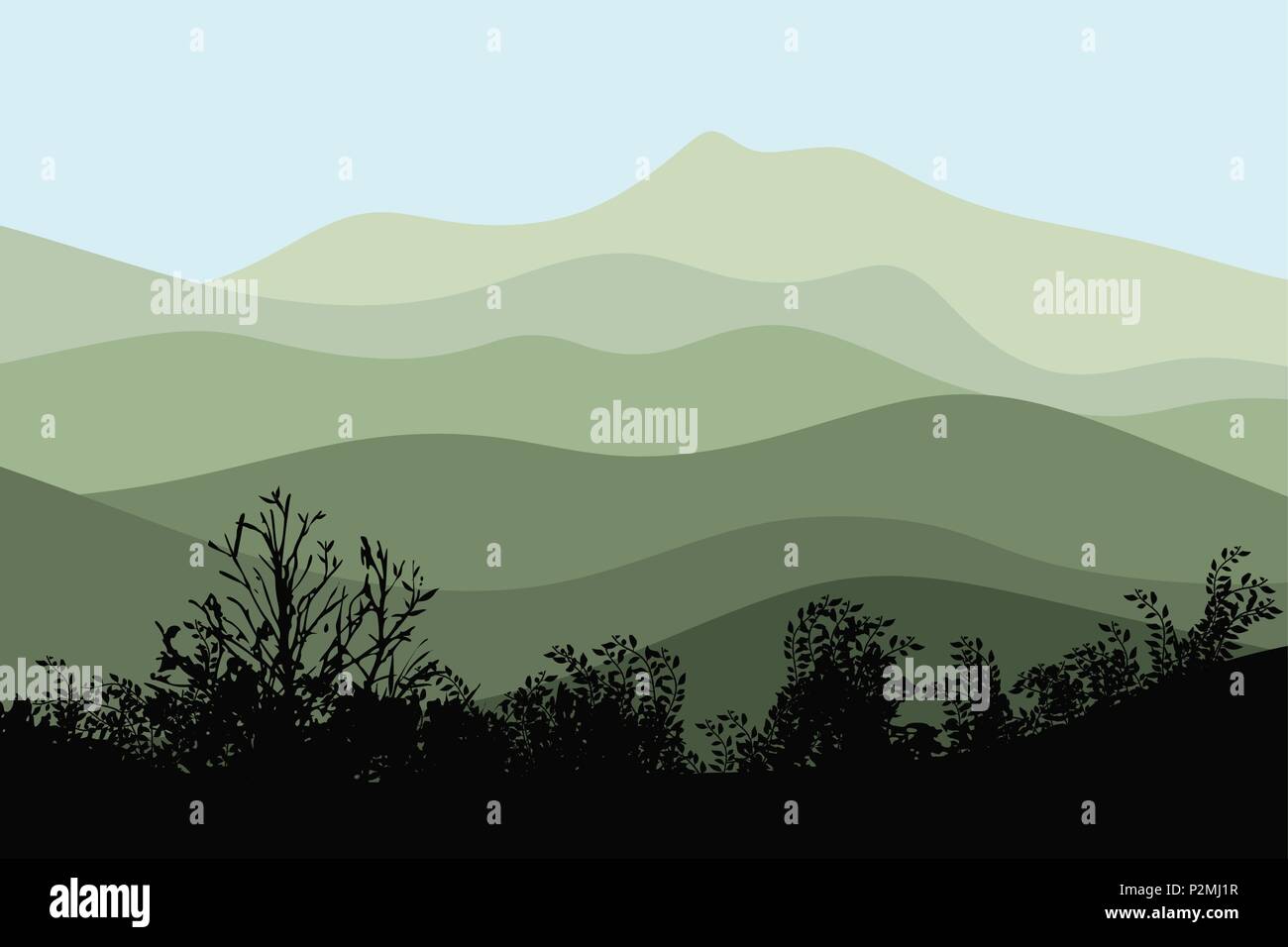 Background with landscape with mountains. Vector illustration Stock ...