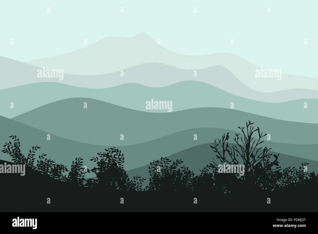 Background with landscape with mountains. Vector illustration Stock ...