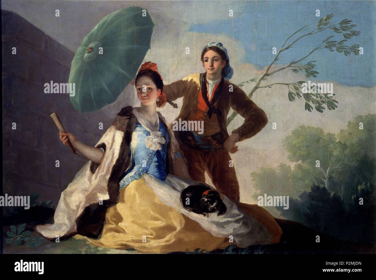 'The Parasol', 1777, Oil on canvas, 104 x 152 cm, P00773. Author: Francisco de Goya (1746-1828). Location: MUSEO DEL PRADO-PINTURA, MADRID, SPAIN. Stock Photo