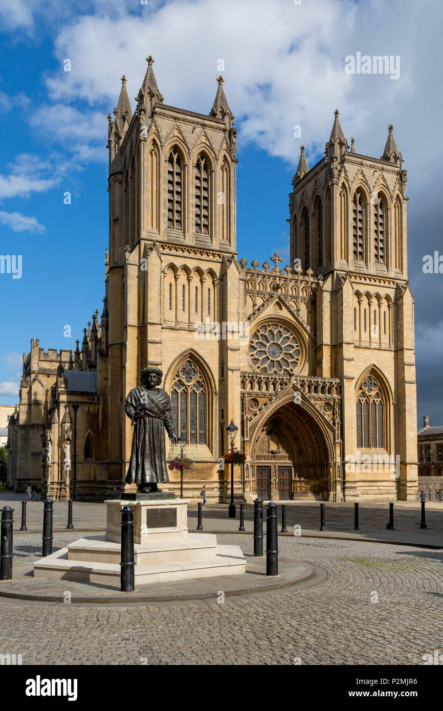 Rajah Rammohun Roy statue below Cathedral Church of the Holy and Undivided Trinity, Bristol, England Stock Photo