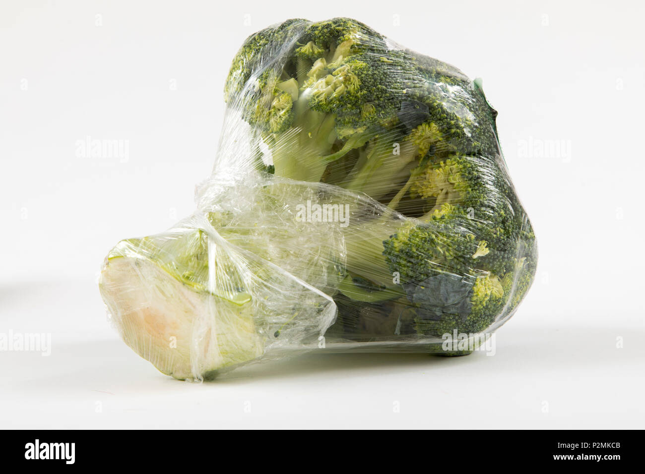 Fresh food, vegetables each individually packaged in plastic wrap, all
