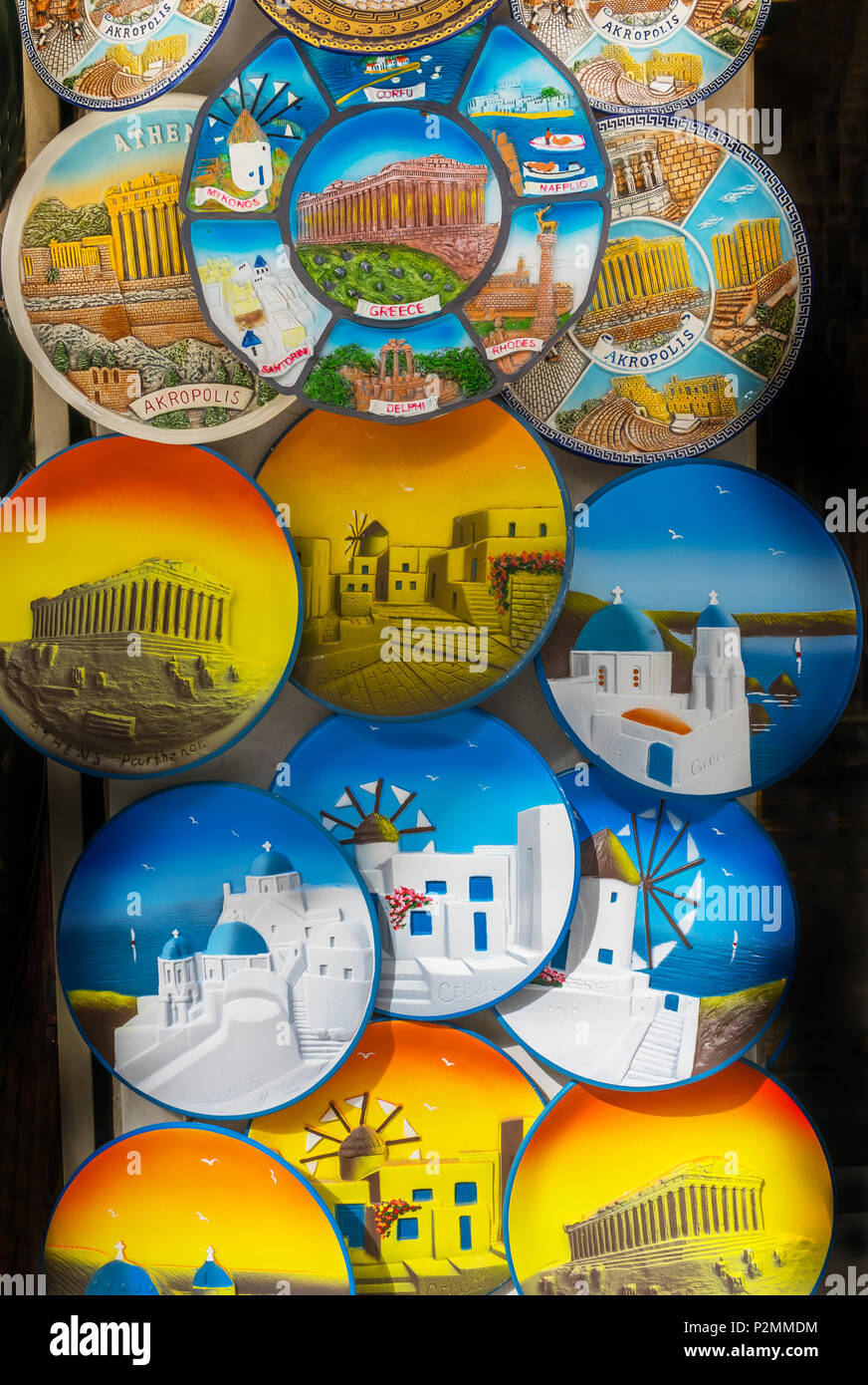Various Greek Plates Pottery Athens Greece Stock Photo Alamy
