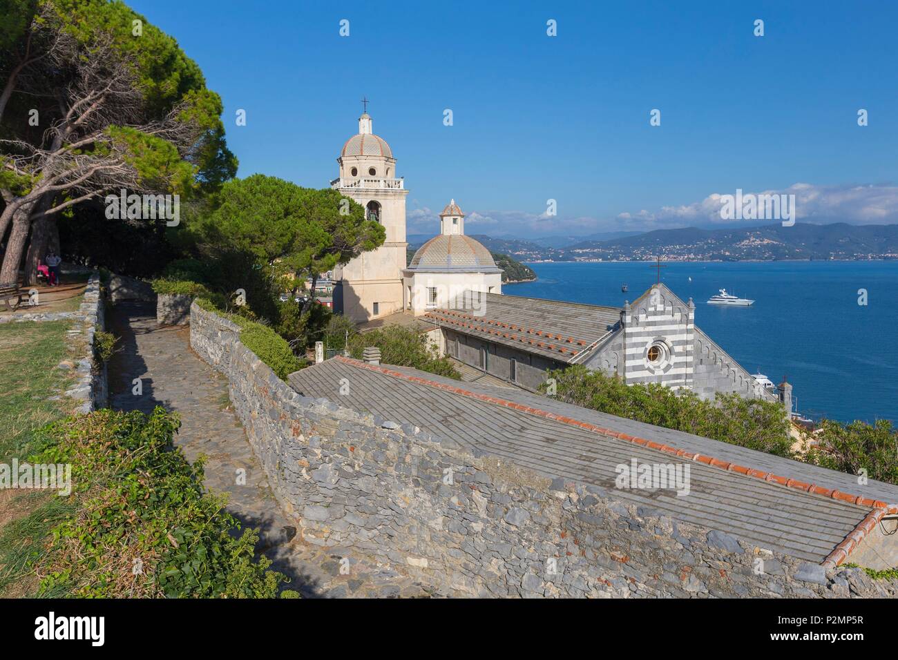 Italy Liguria Cinque Terre Porto Venere Regional Nature Park Porto Venere Located In Poets Gulf Listed As World Heritage By Unesco Church Of St Lawrence San Lorenzo Stock Photo Alamy