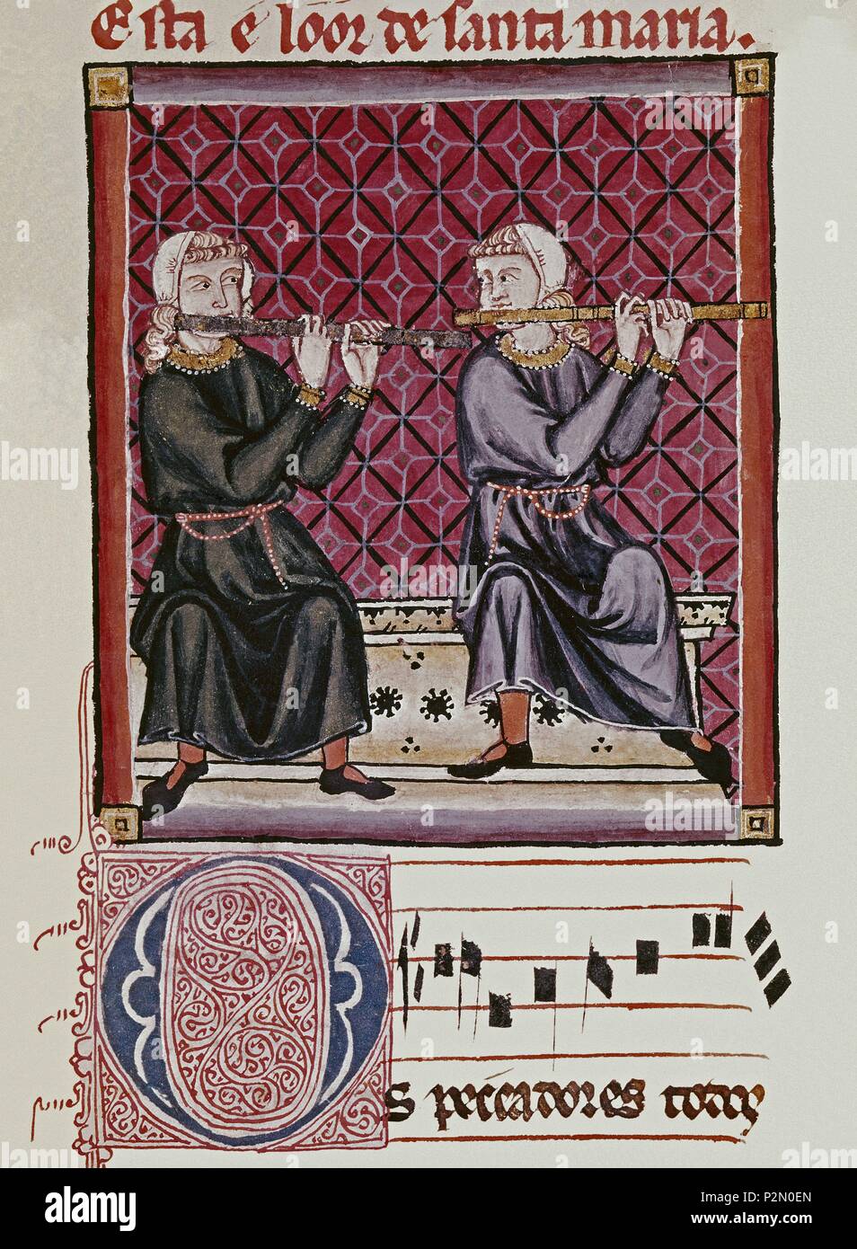 Illustration from Cantigas de Santa Maria manuscript. The Cantigas