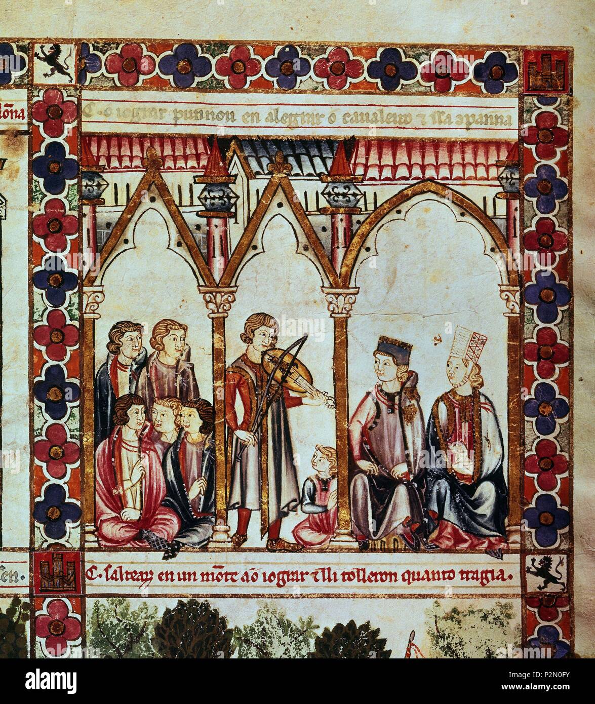 Illustration from Cantigas de Santa Maria manuscript. The Cantigas