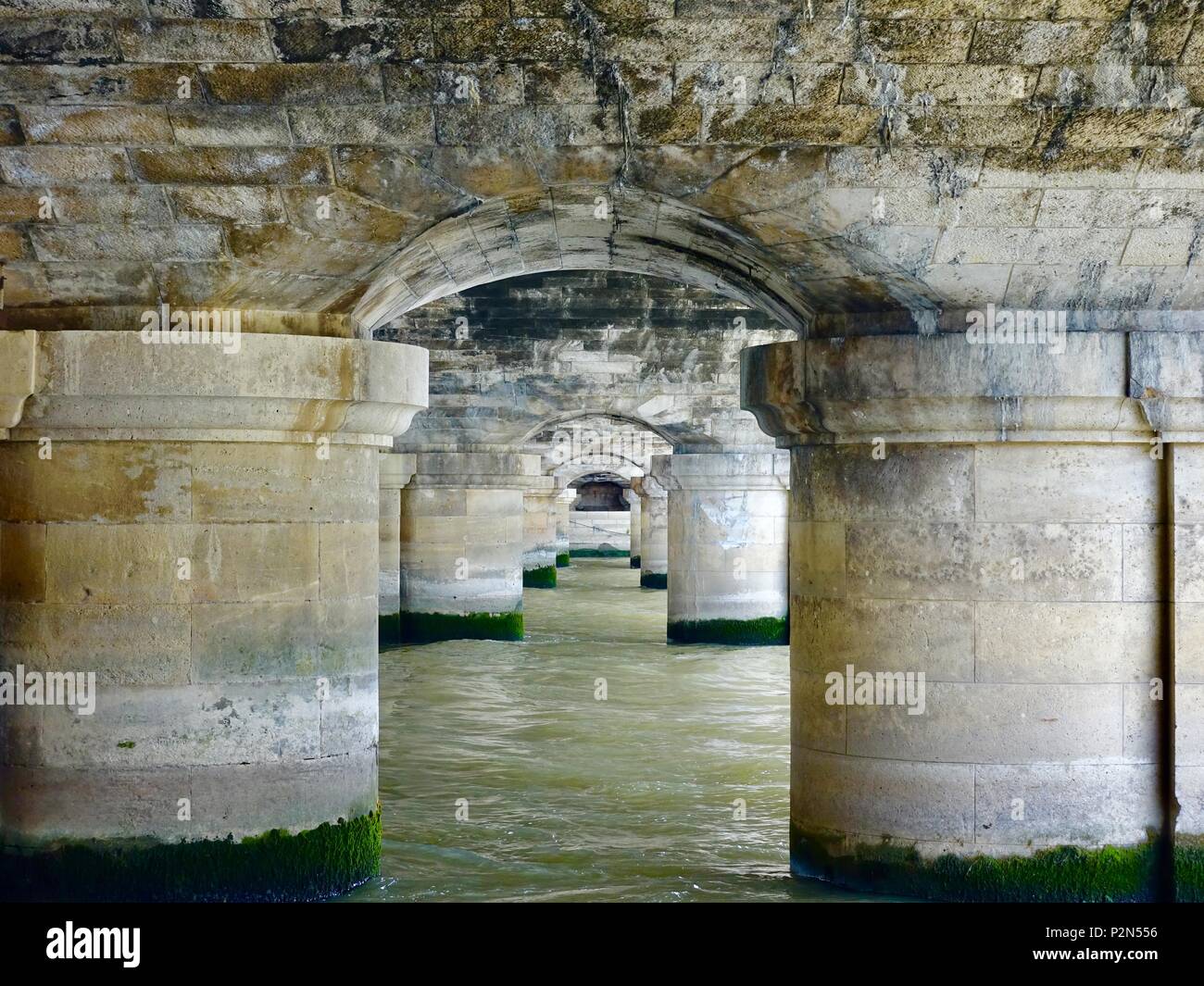 River Seine flowing under the Concorde bridge, Paris, France Stock
