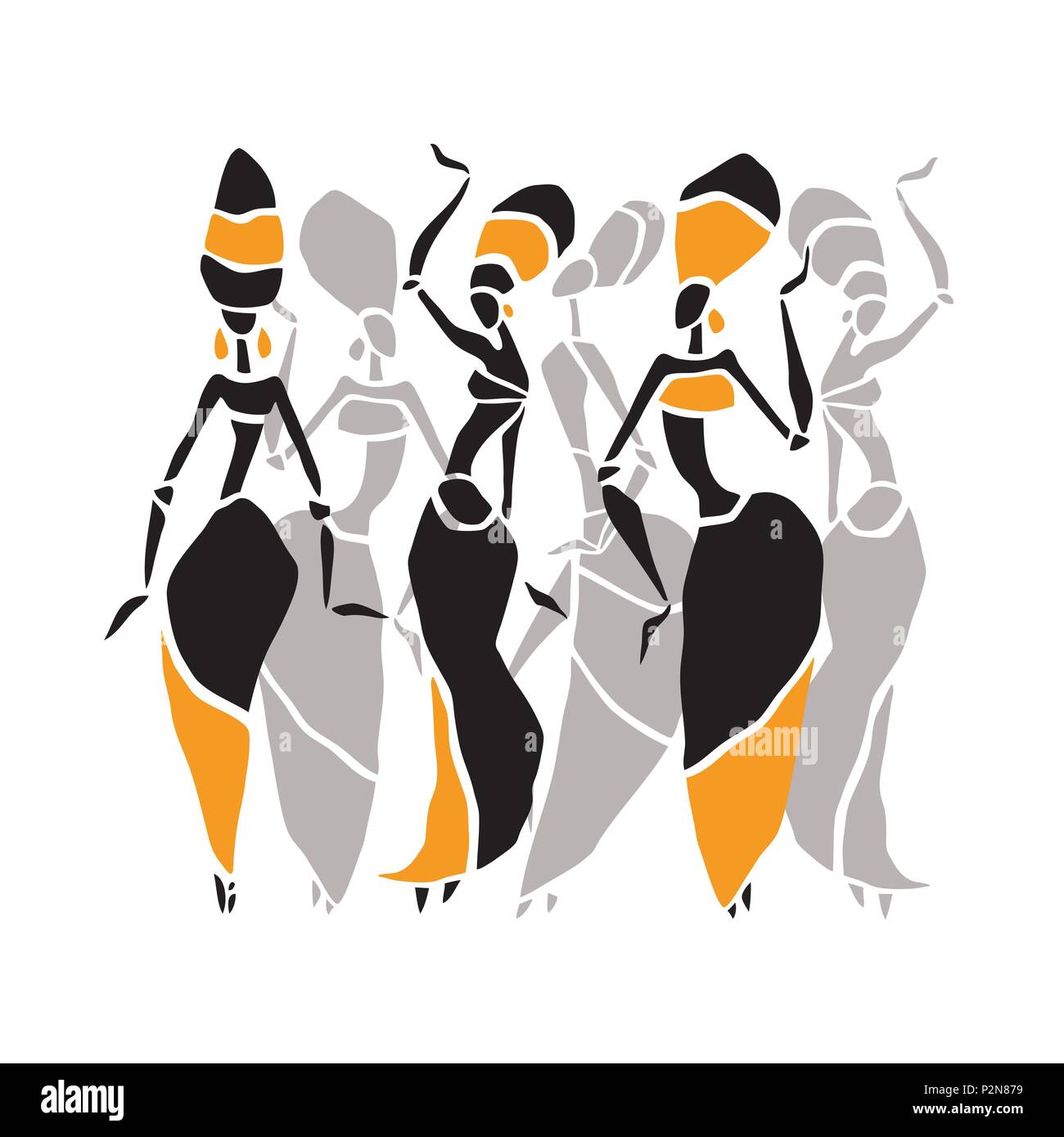 Beautiful dancers silhouette Stock Vector