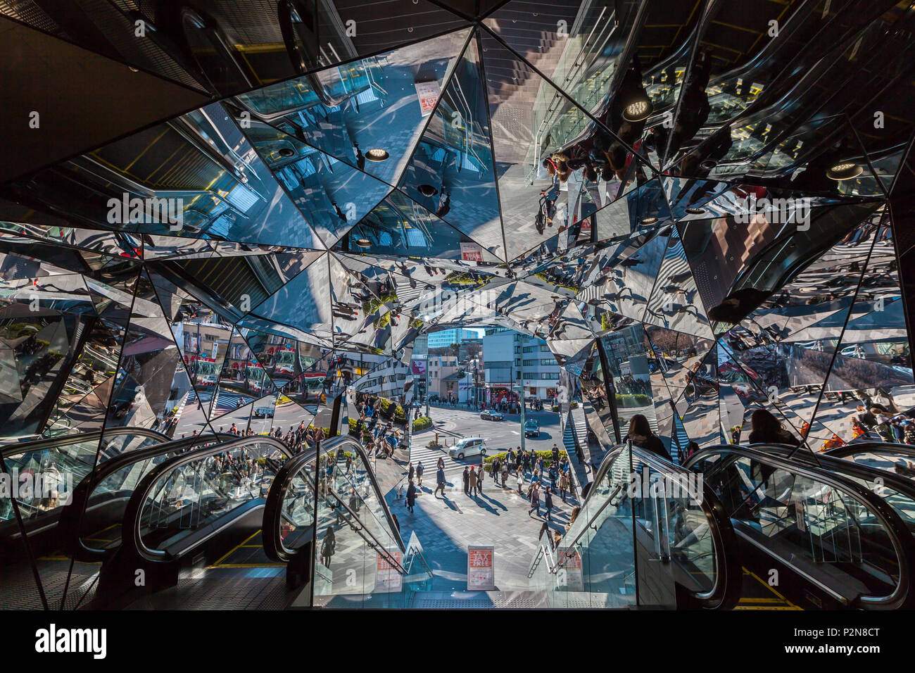 Mirror wall at entrance of Tokyu Plaza Omotesando, Shibuya-ku, Tokyo, Japan Stock Photo