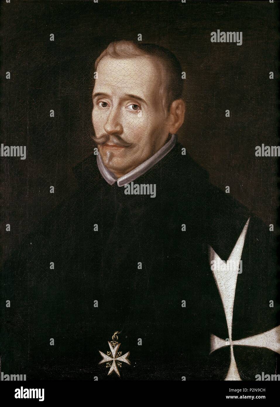 Portrait de Felix Lope de Vega y Carpio (1562-1635), Spanish writer. Madrid, Lazaro Galdiano museum. Author: Eugenio Caxés (1574-1634). Location: MUSEO LAZARO GALDIANO-COLECCION, MADRID, SPAIN. Stock Photo