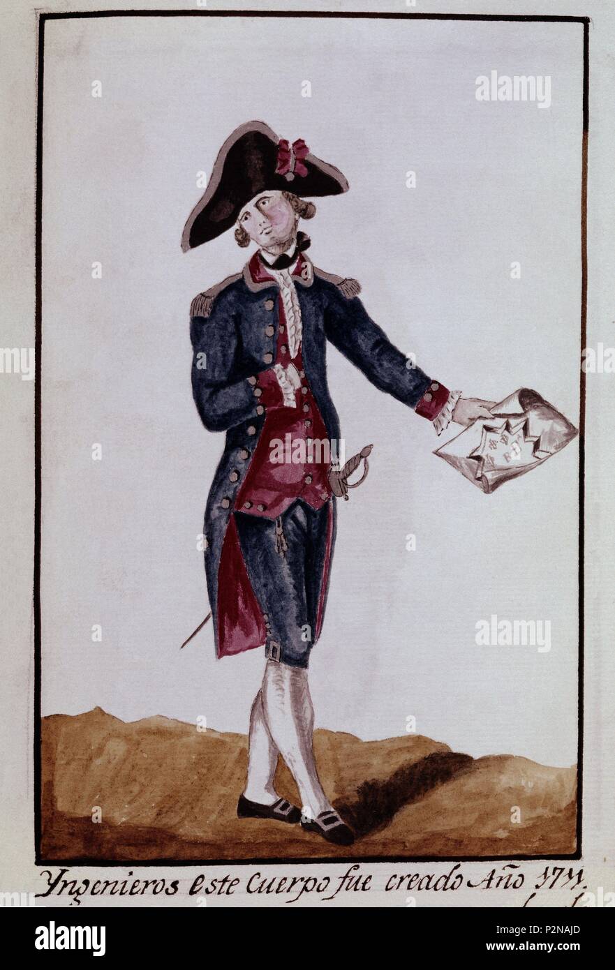 INGENIEROS CUERPO CREADO EN 1711. Location: ARCHIVO HISTORICO MILITAR, MADRID, SPAIN. Stock Photo